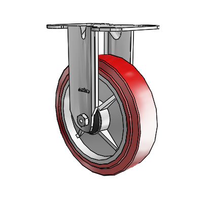 3 Series Casters Top Plate Rigid Zinc with 6 x 1.5 Maroon on Grey Polyurethane HI-TECH Wheel
